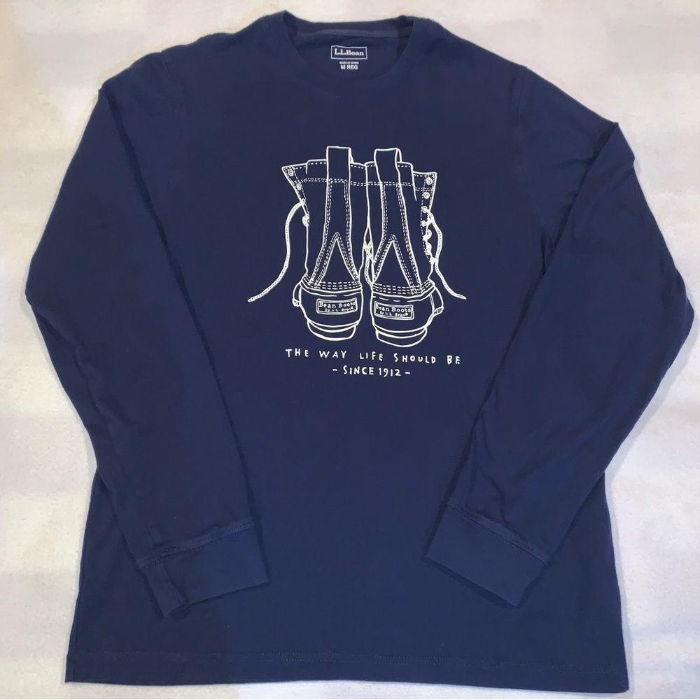 L.L. Bean “The Way Life Should Be” Shirt Medium Navy - Maine Outdoors Hiking